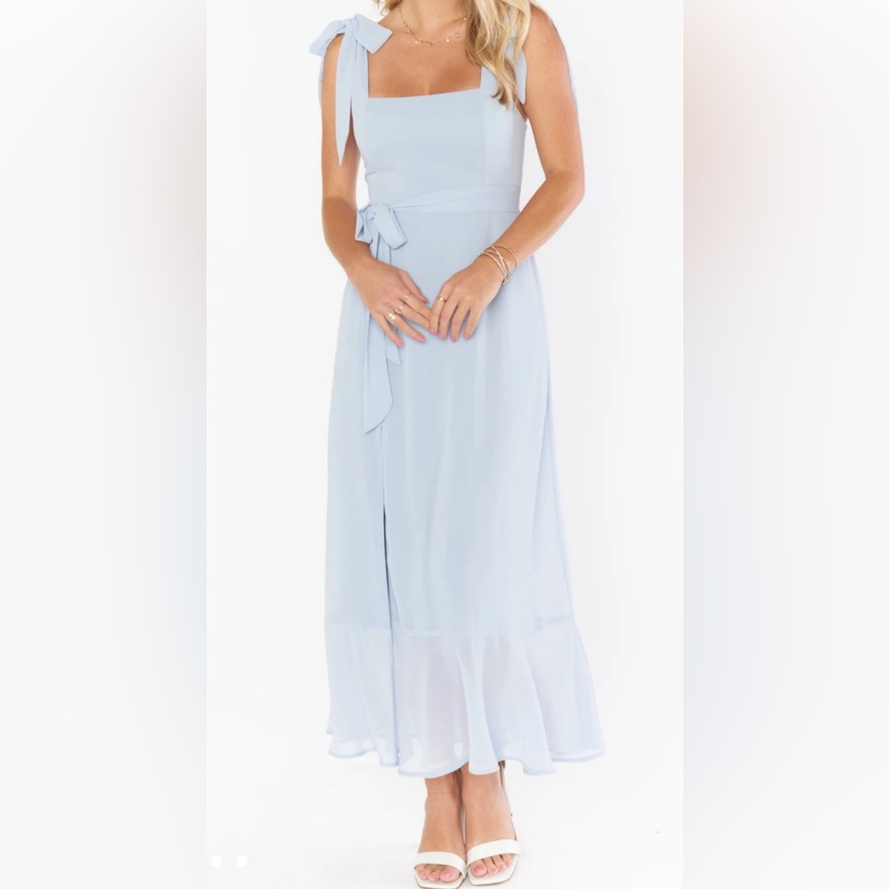 Claire Midi Dress
($188) Steel Blue Chiffon - Small